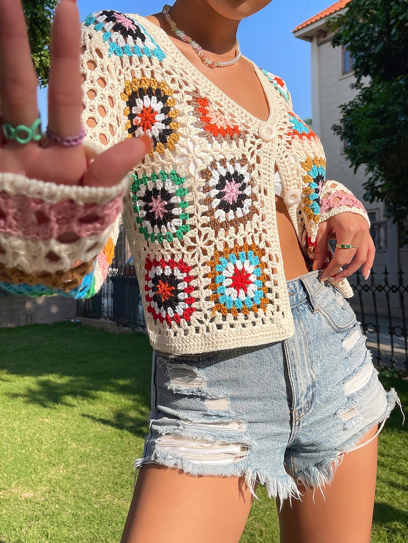 Floral  - Knit Cardigan