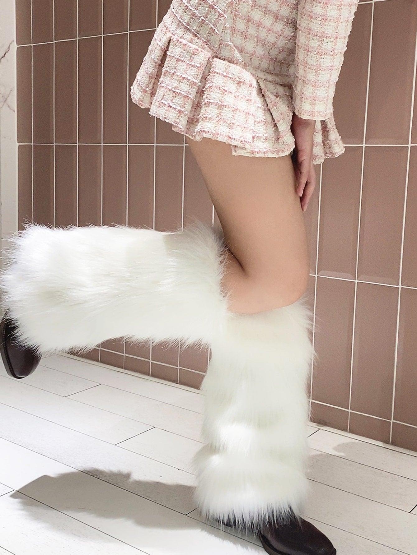 White Fur Leg Warmers